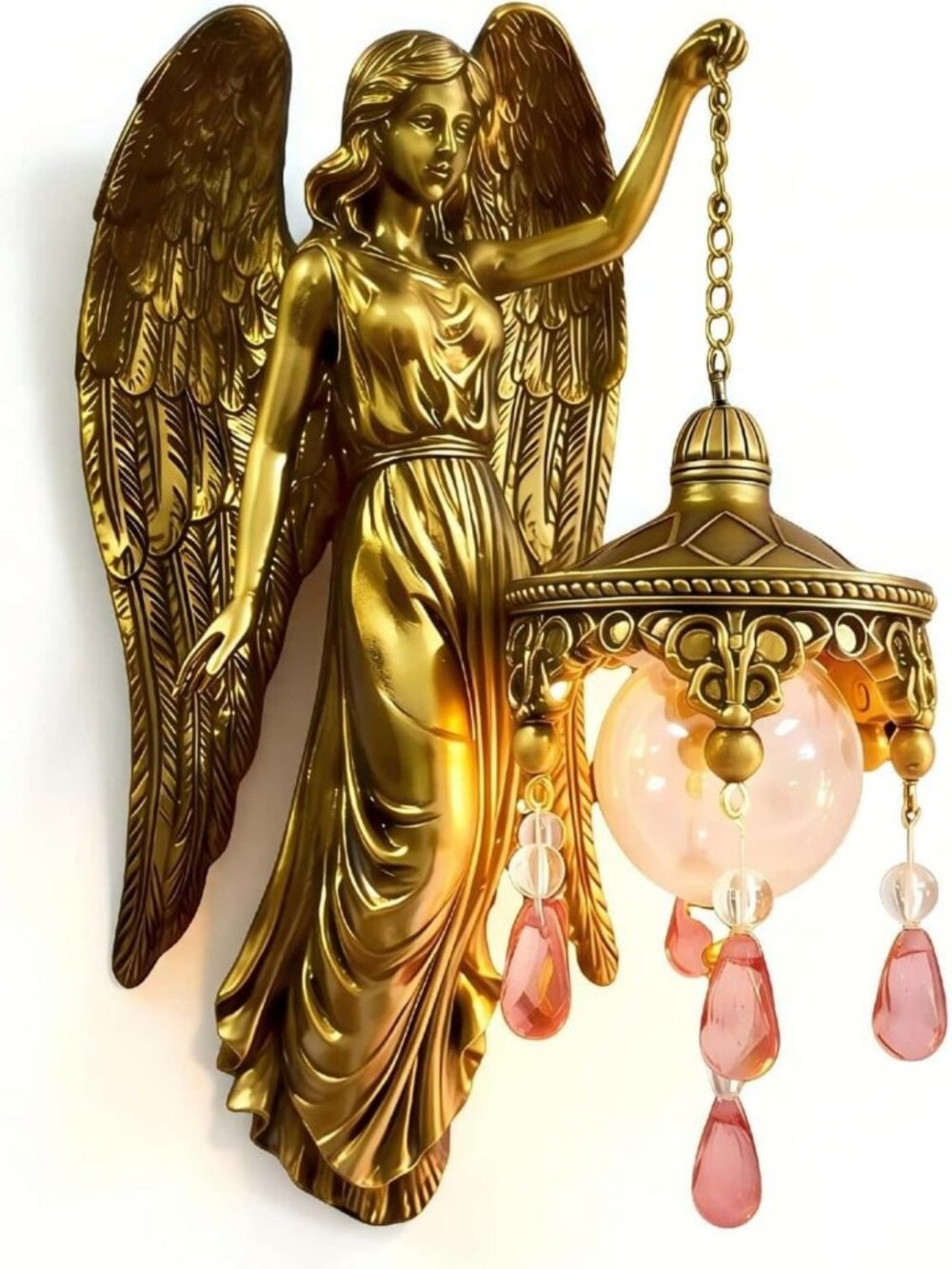 Vintage Battery Operated Angel Wall Lamp | Charming Guardian Angel Décor
